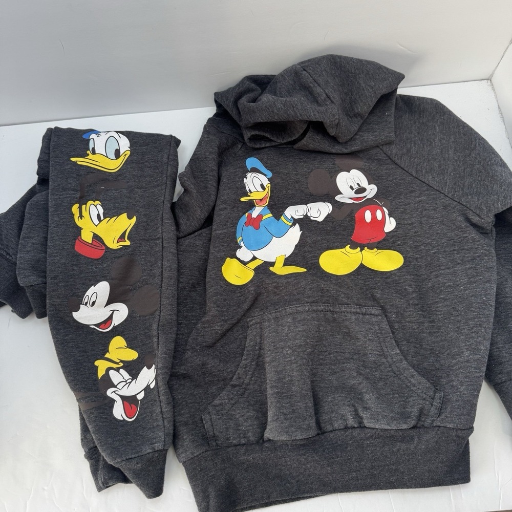 Disney Sweatshirt Sweatpants Mickey Mouse Donald Duck Youth Kids XS Gray Unisex